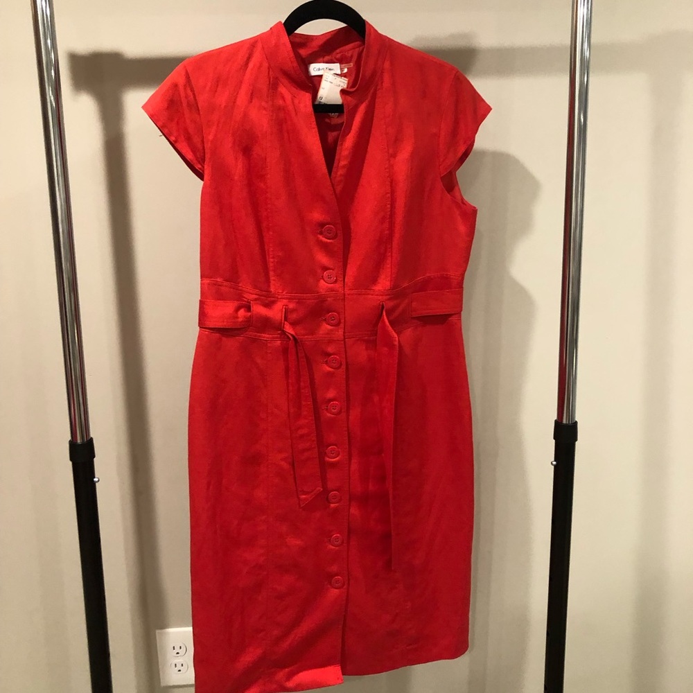 Calvin Klein button down tie waist